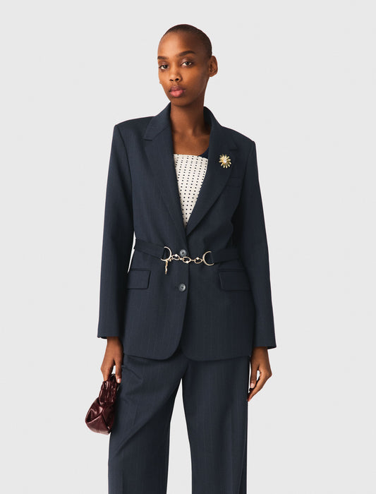 Striped Suit Jacket NAVY