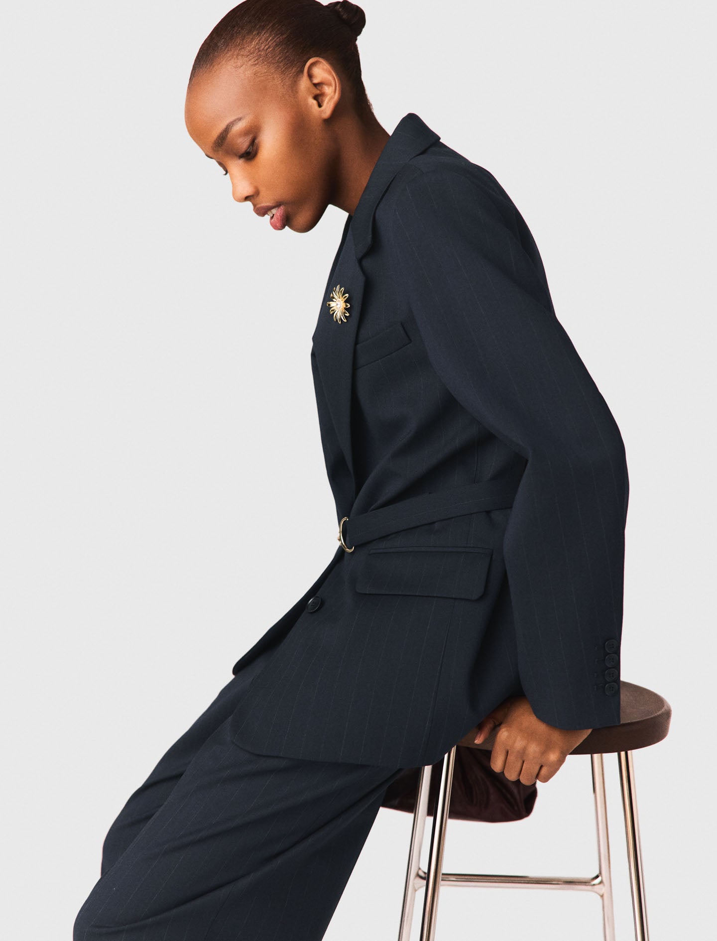 Striped Suit Jacket NAVY