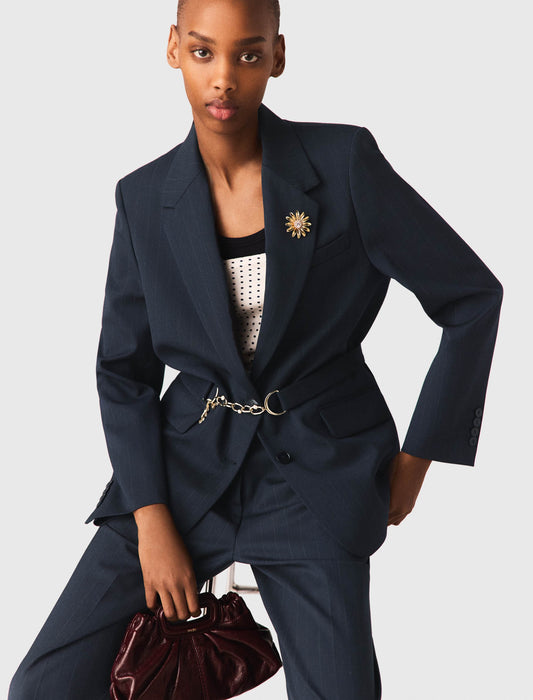 Striped Suit Jacket NAVY