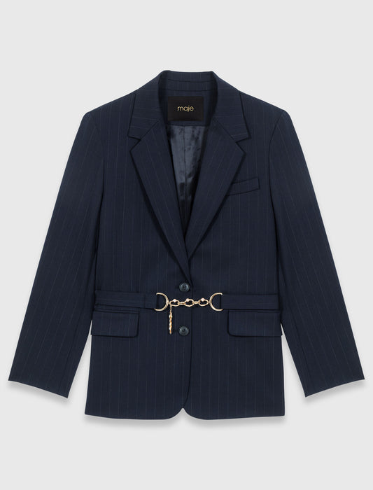 Striped Suit Jacket NAVY