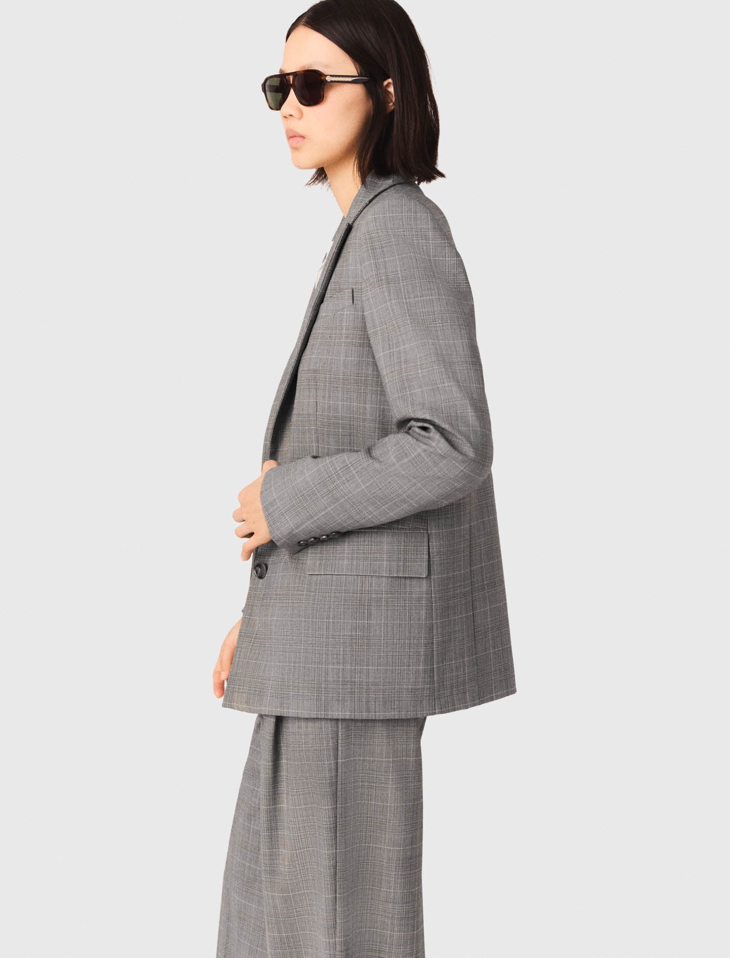 Checked Suit Jacket GREY