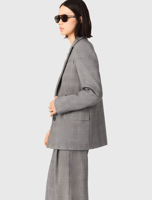 Checked Suit Jacket Grey