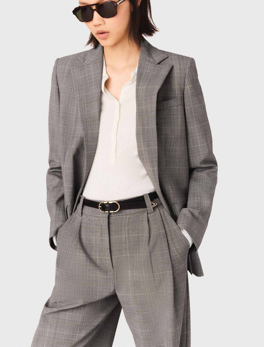 Checked Suit Jacket Grey