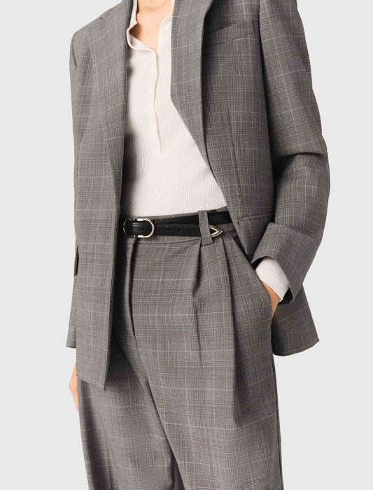 Checked Suit Jacket Grey