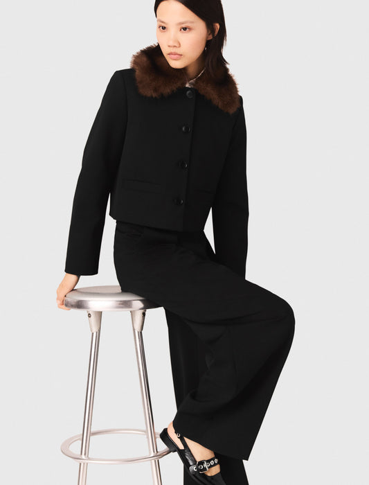 Short Jacket With Removable Collar Black