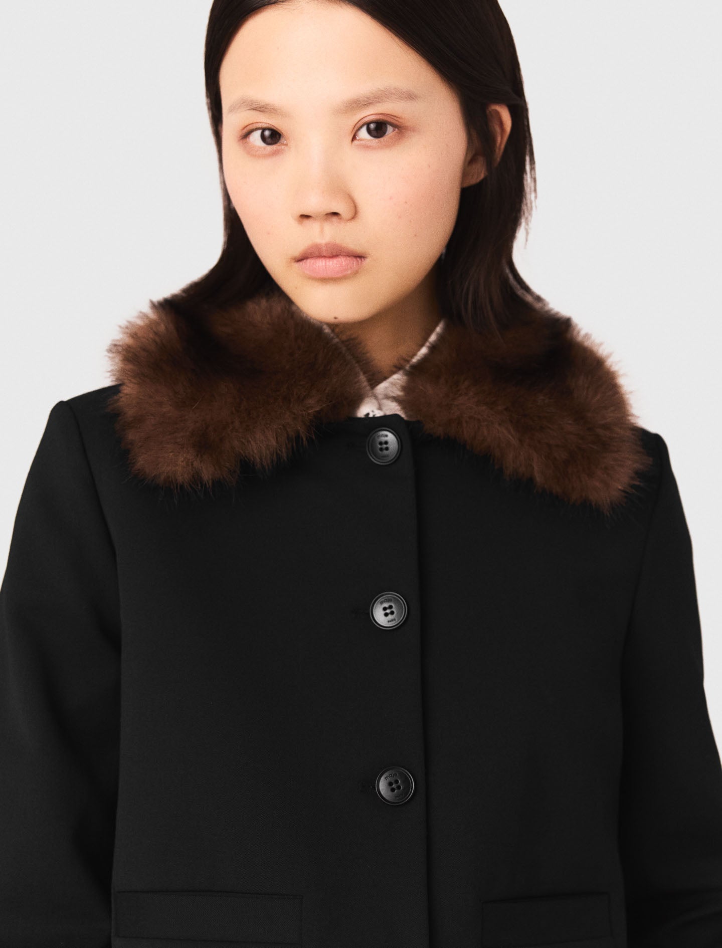 Short Jacket With Removable Collar BLACK