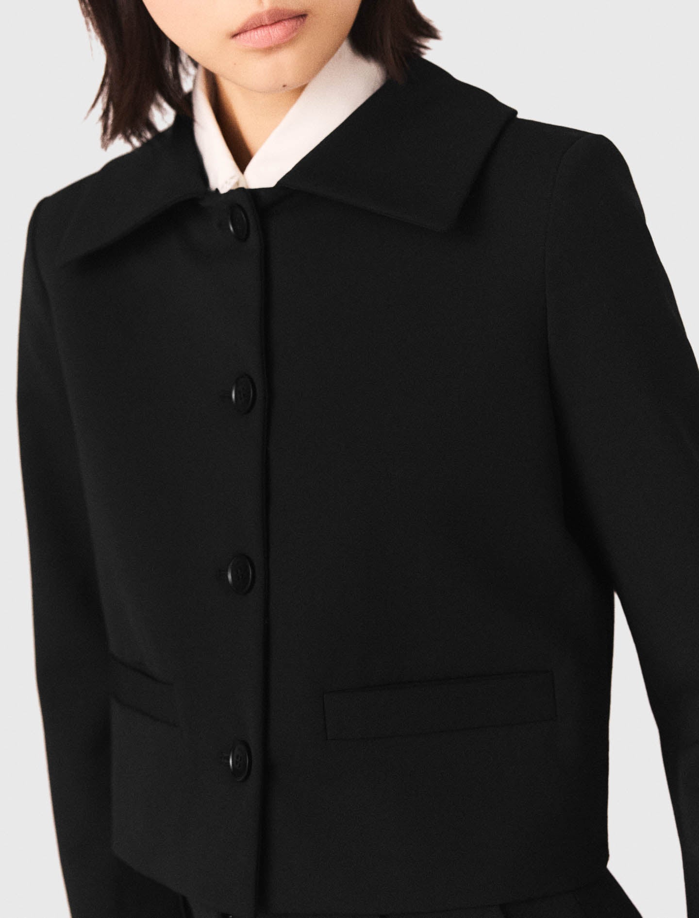 Short Jacket With Removable Collar BLACK