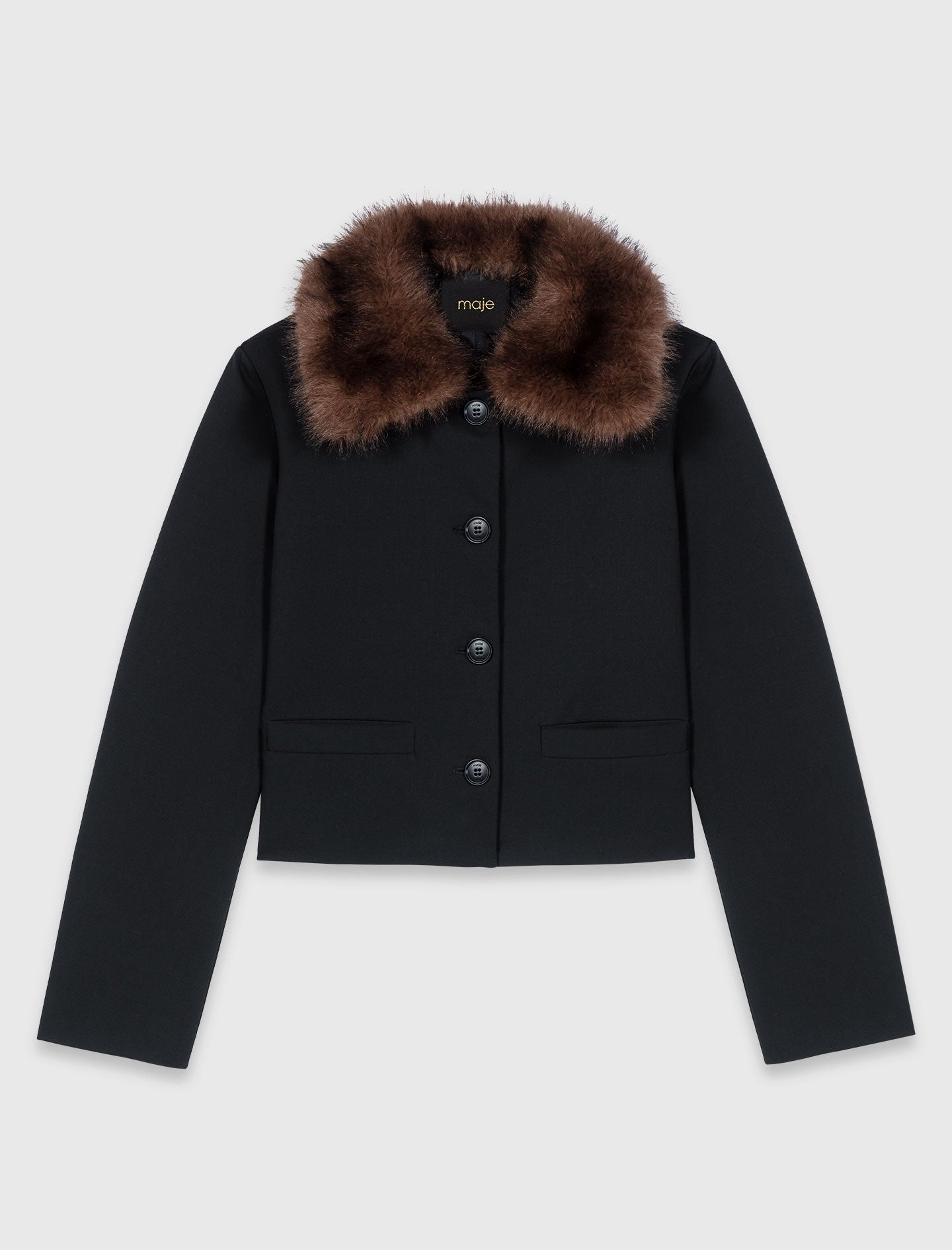 Short Jacket With Removable Collar BLACK