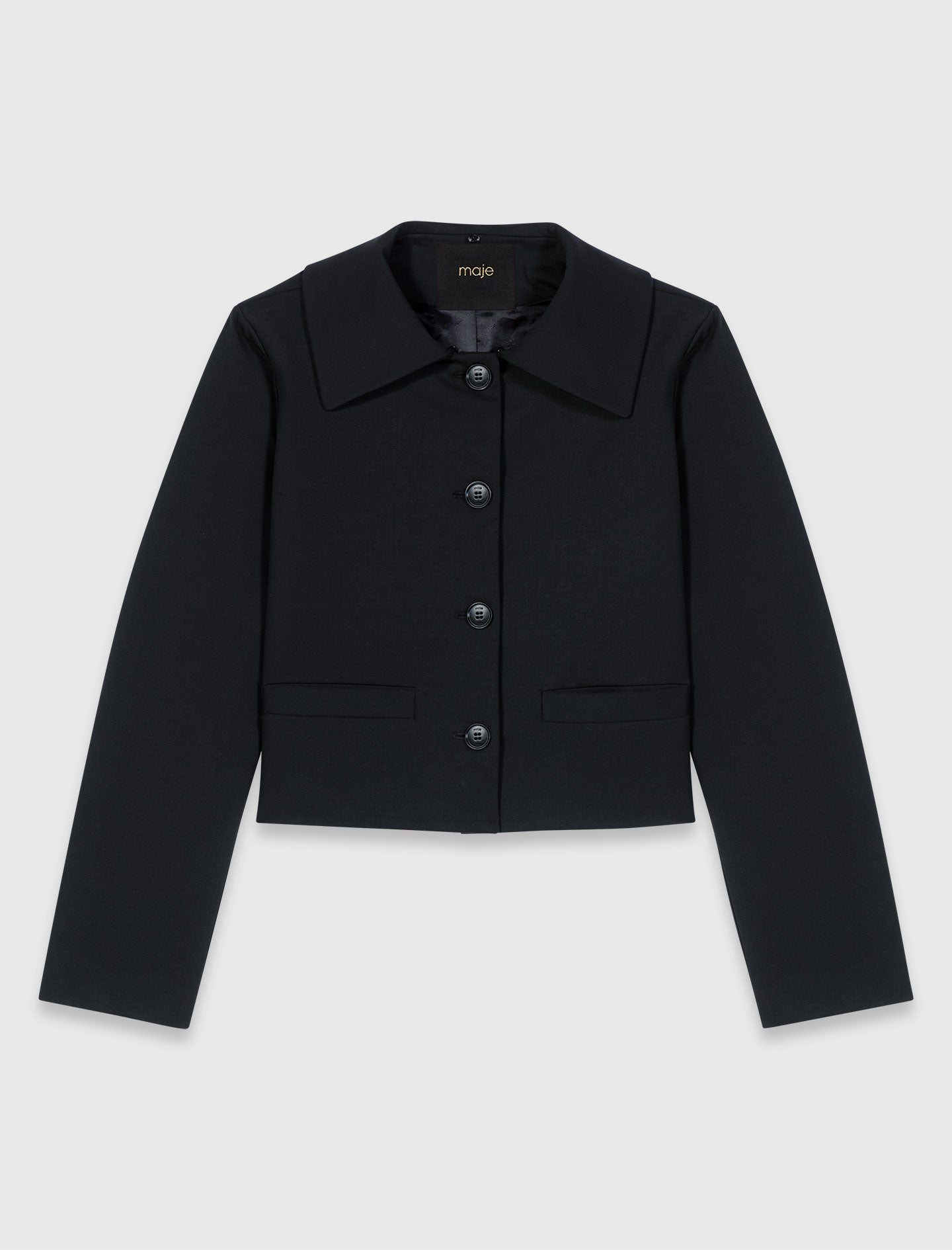 Short Jacket With Removable Collar BLACK