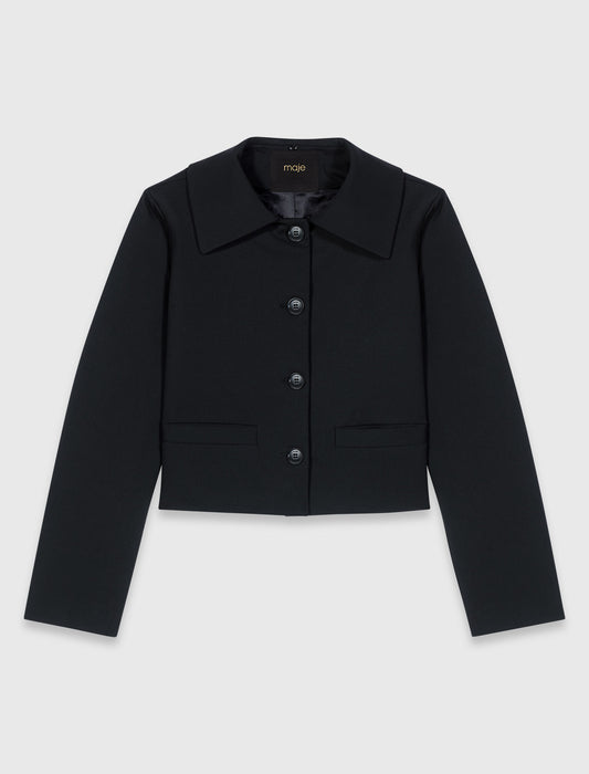 Short Jacket With Removable Collar Black