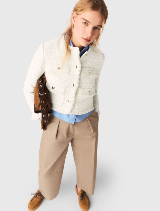Short Tweed Jacket ECRU