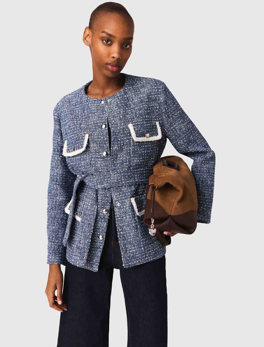 4-Pocket Tweed Jacket BLUE