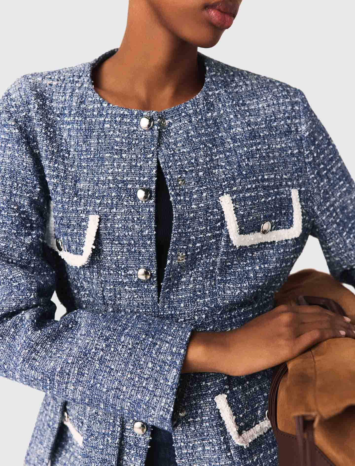 4-Pocket Tweed Jacket BLUE