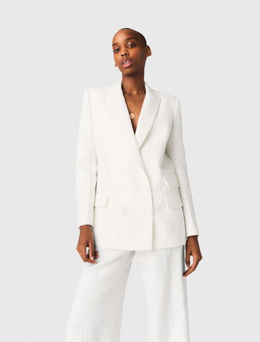 Double-Breasted Suit Jacket WHITE