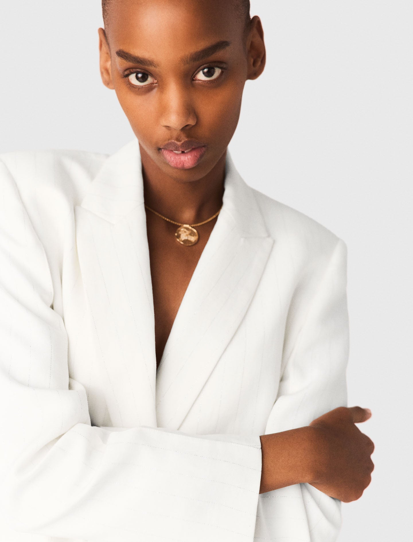 Double-Breasted Suit Jacket WHITE