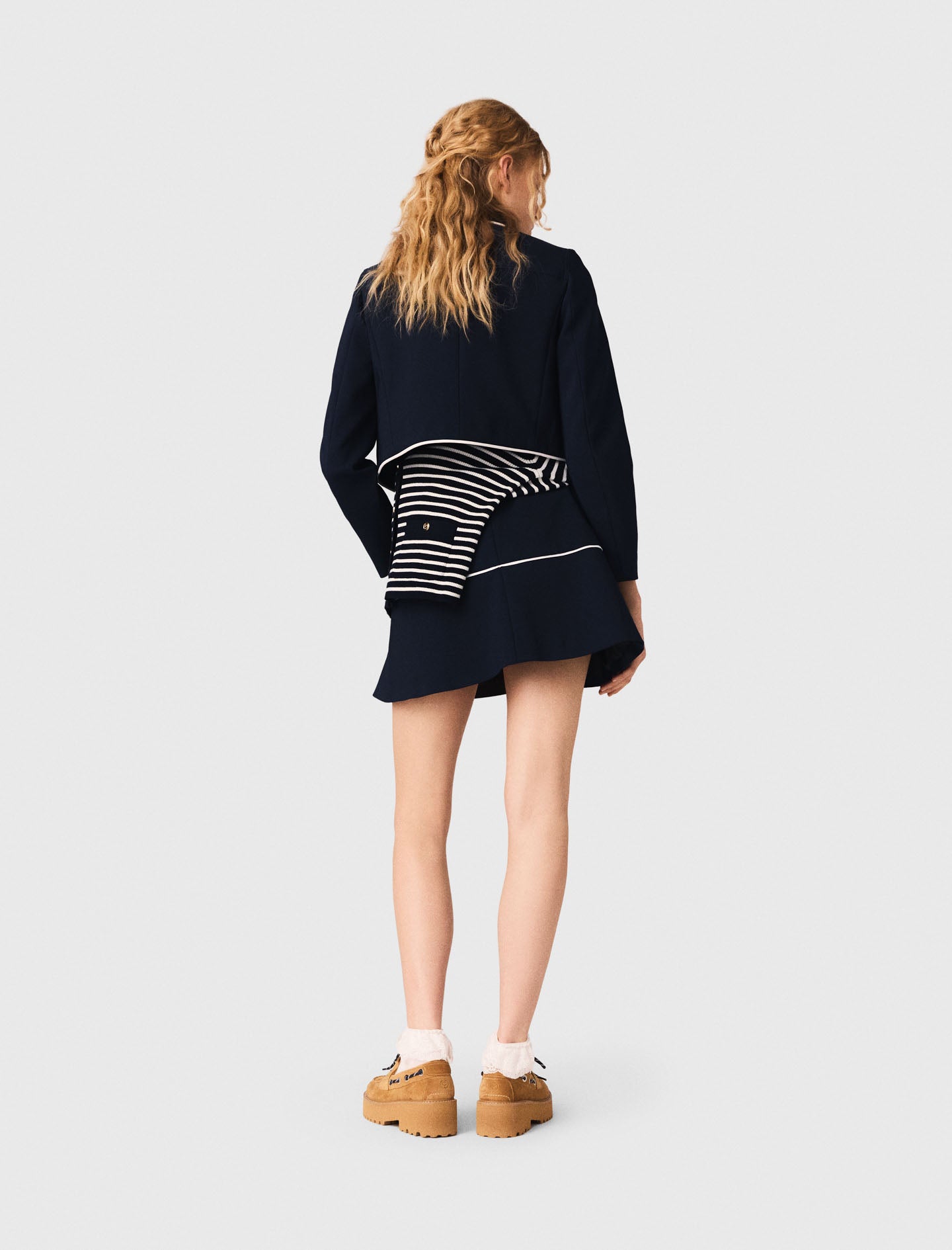 Contrast-Trim Short Jacket Navy