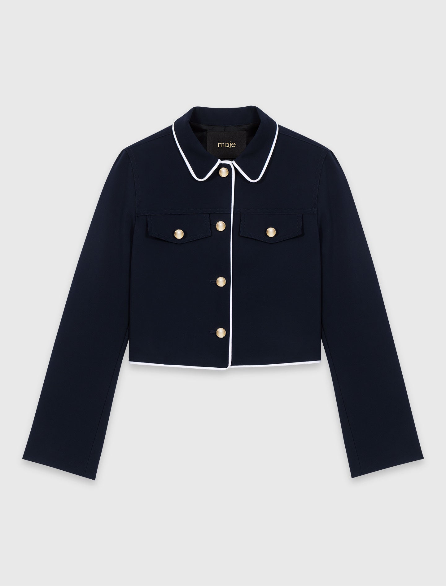 Contrast-Trim Short Jacket Navy