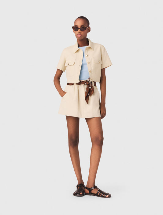Short-Sleeved Cropped Jacket Ecru