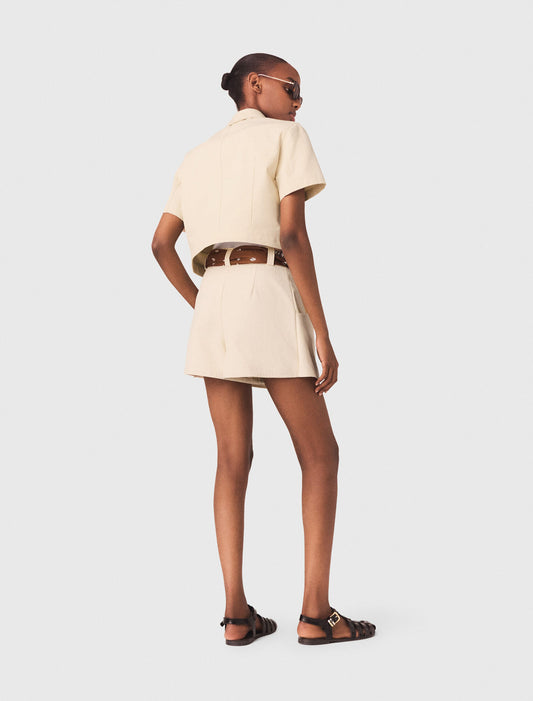 Short-Sleeved Cropped Jacket Ecru