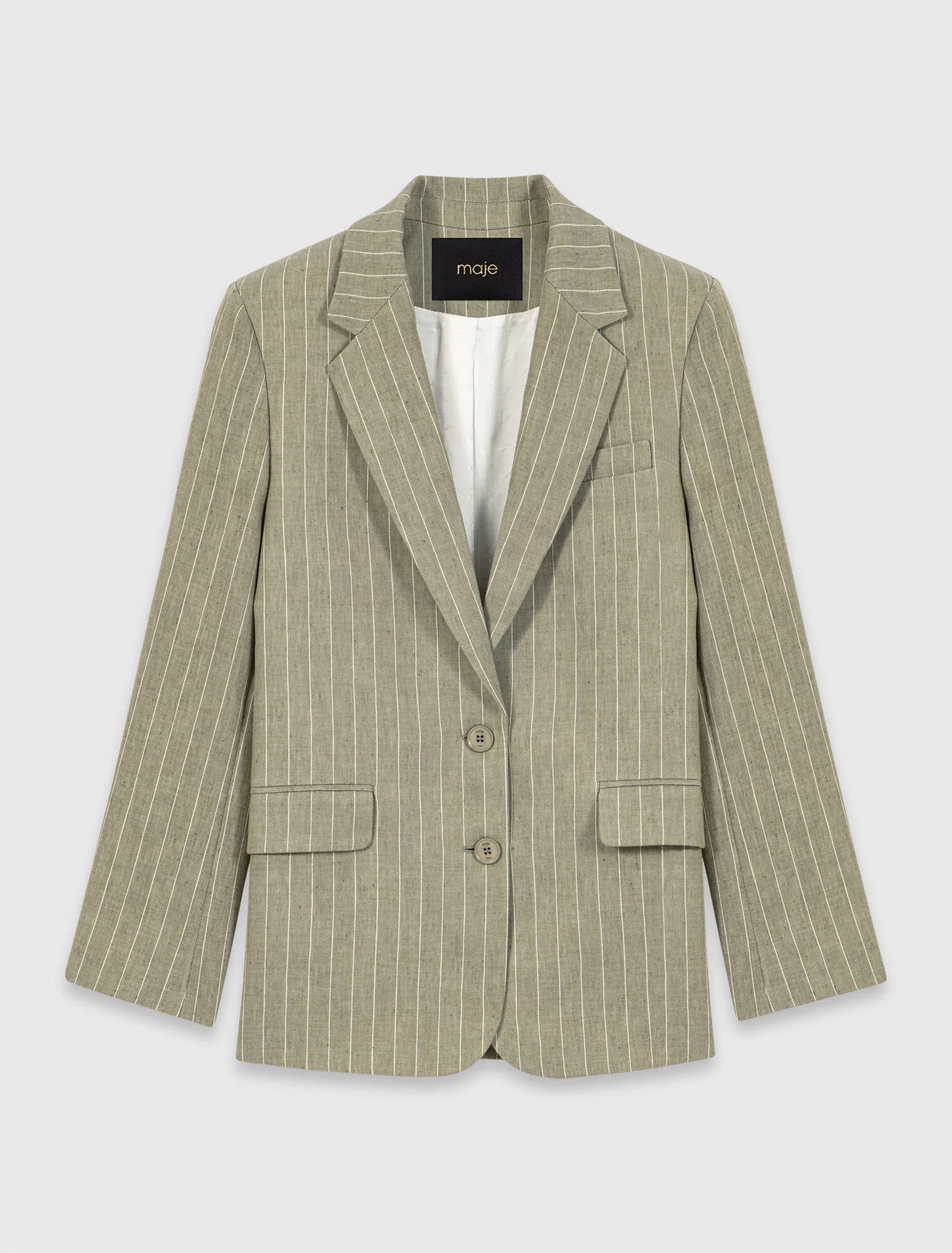 Linen Blend Suit Jacket Khaki