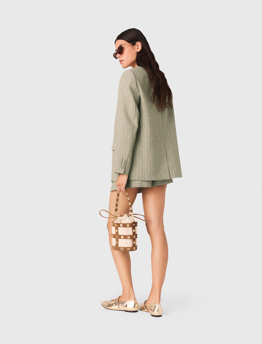 Linen Blend Suit Jacket Khaki