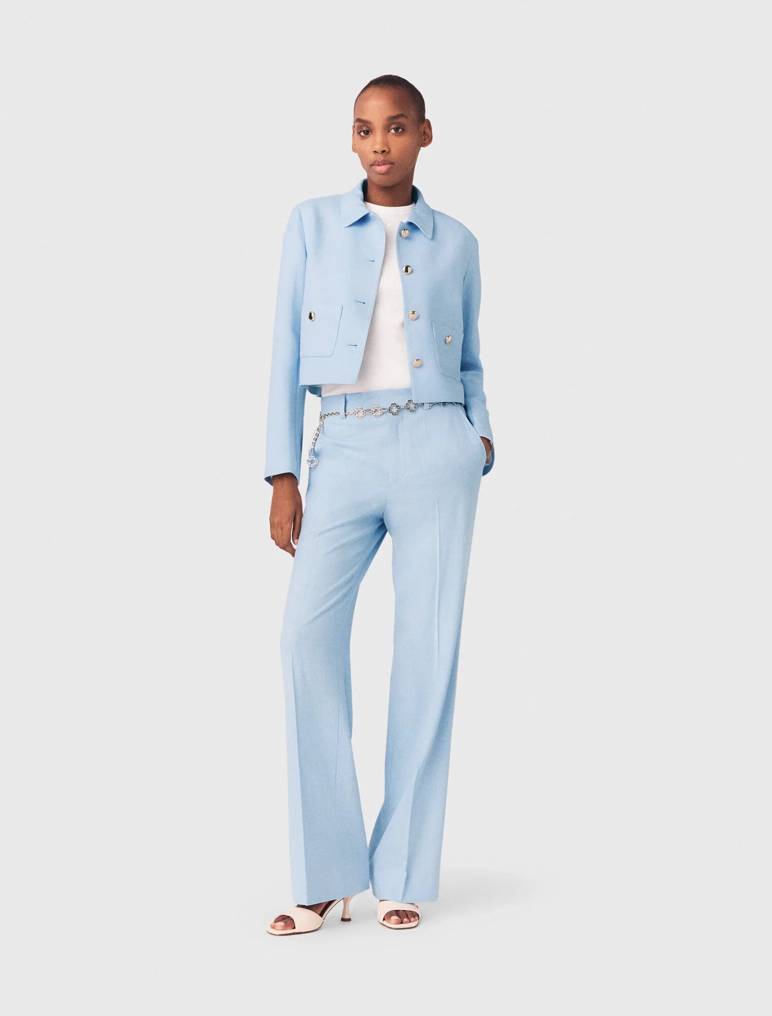 Short Single-Breasted Jacket Blue Sky