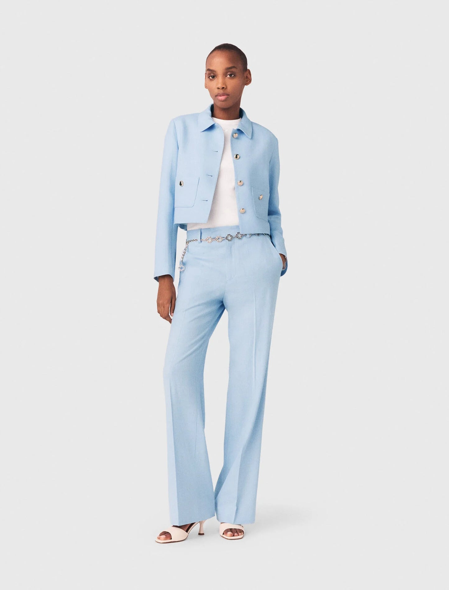 Short Single-Breasted Jacket Blue Sky
