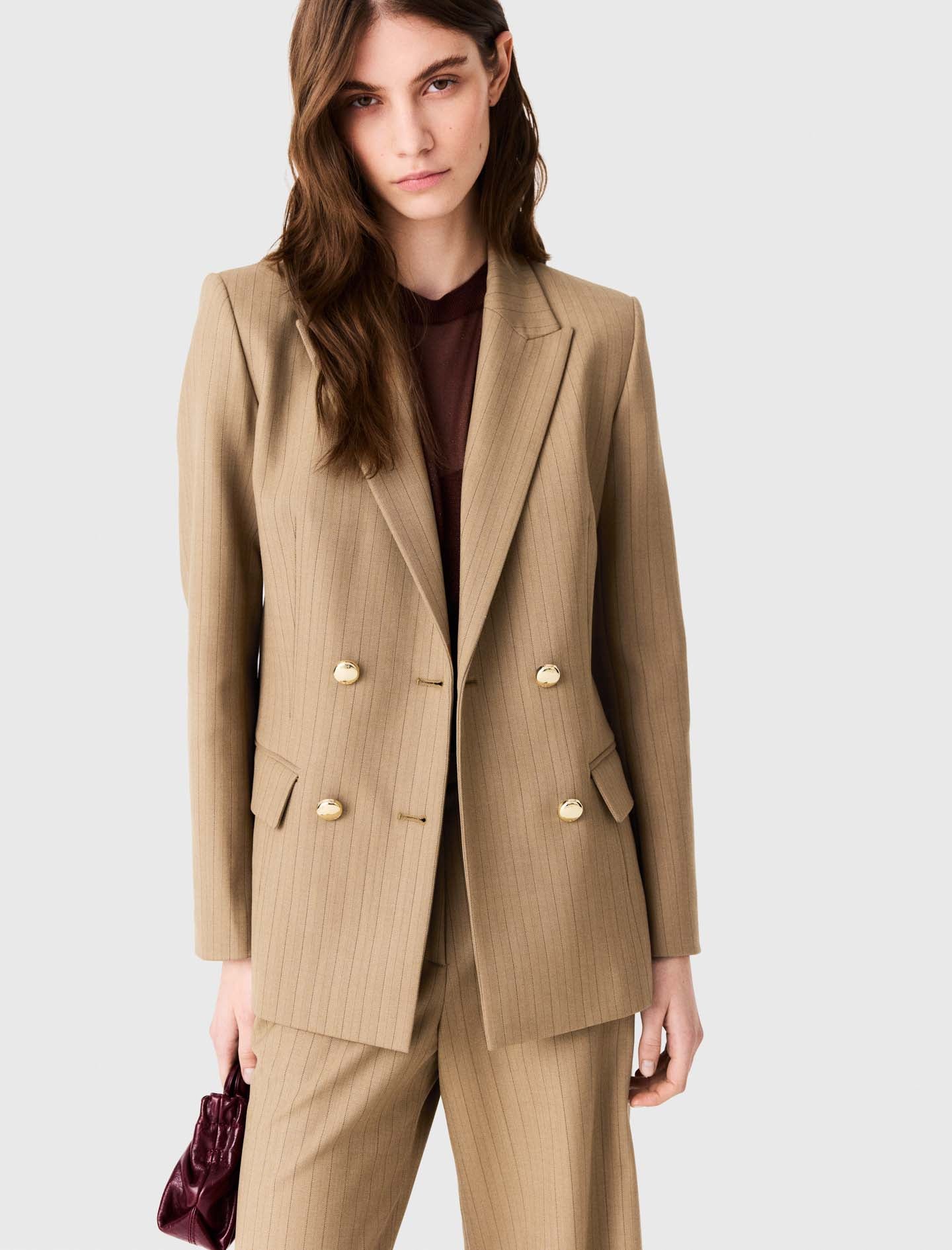 Double-breasted suit jacket Beige