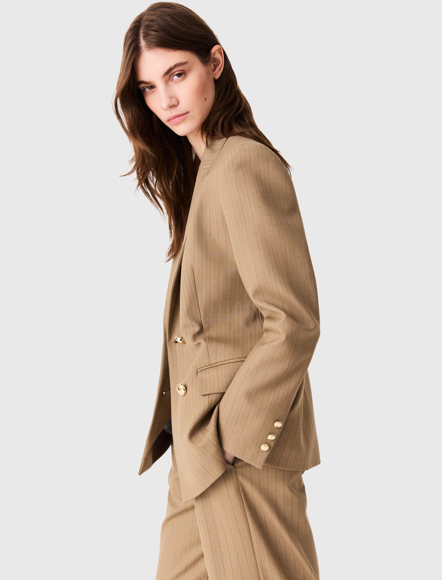 Double-breasted suit jacket Beige