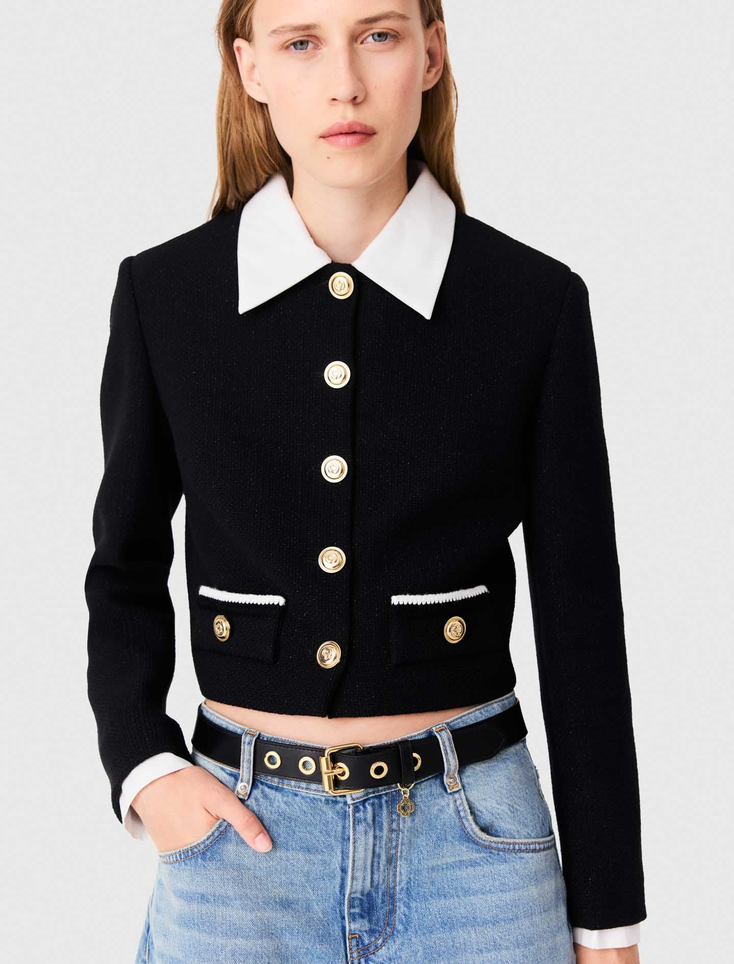 Short tweed jacket Black