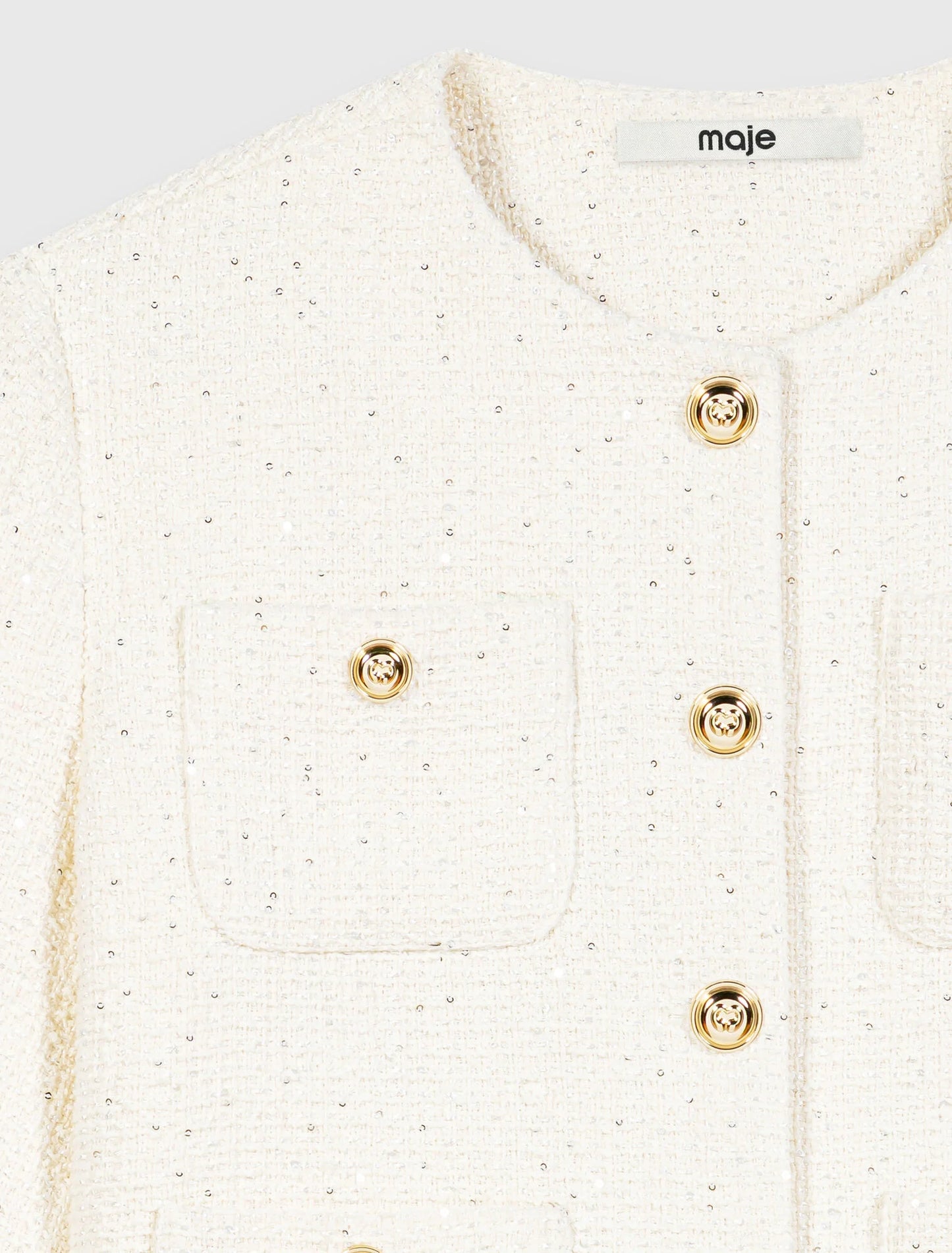 Short-sleeved tweed jacket Ecru