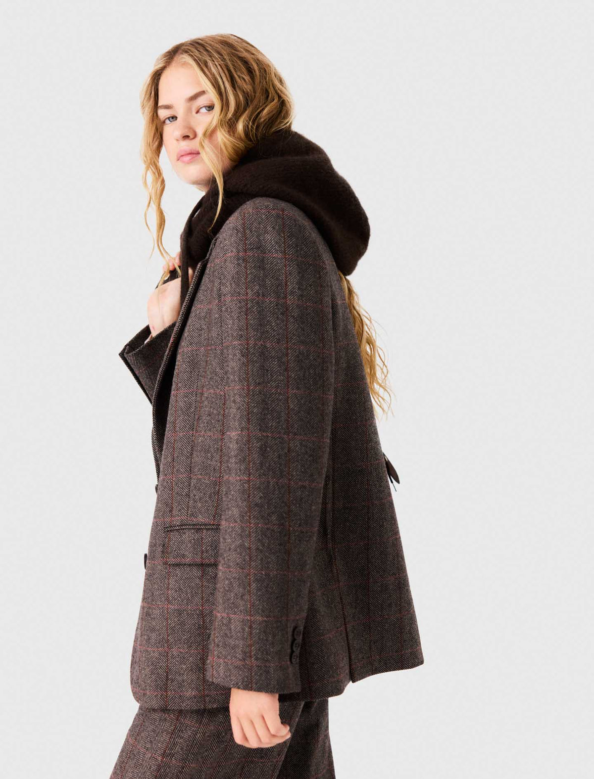 Belted Suit Jacket Brown