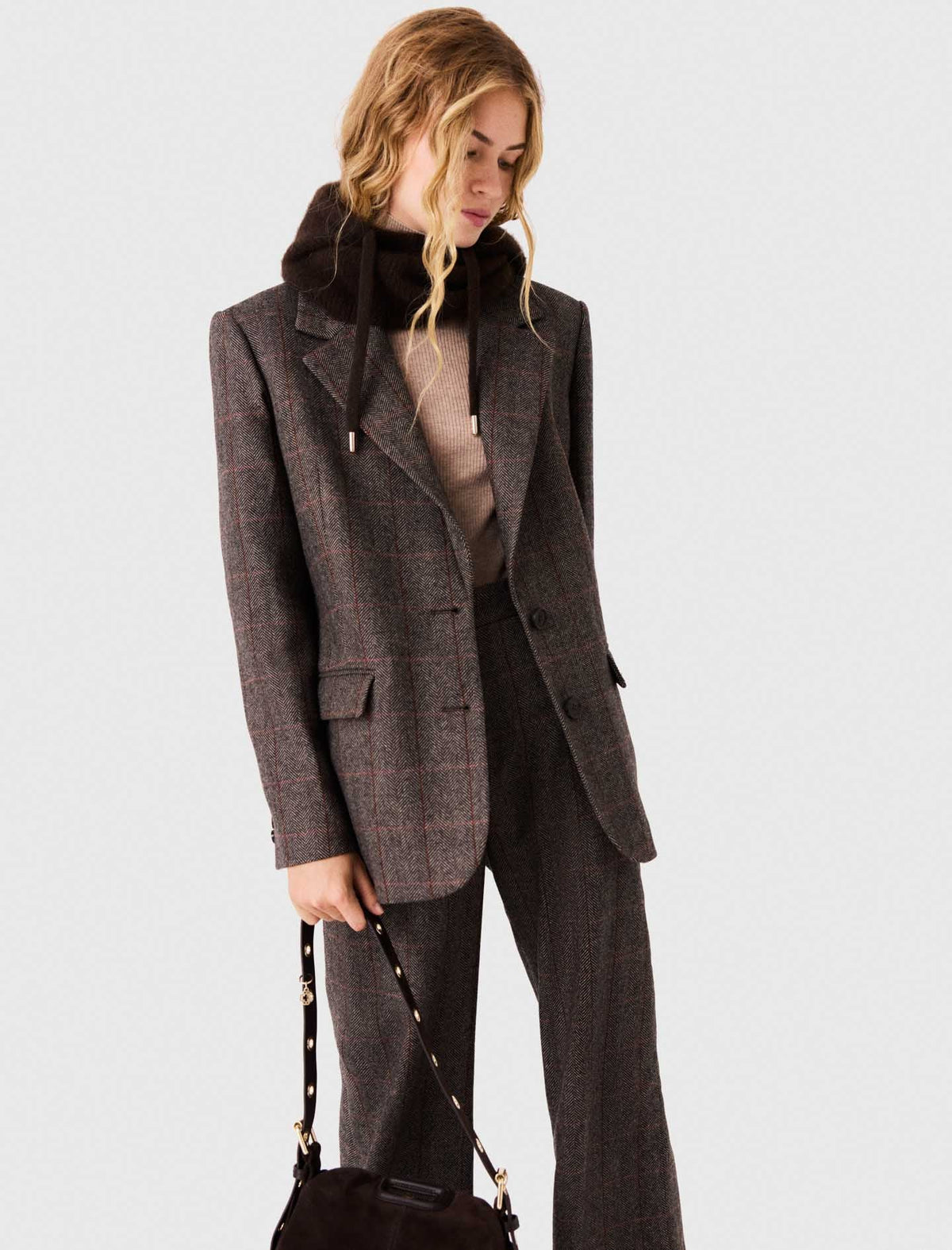 Belted Suit Jacket Brown