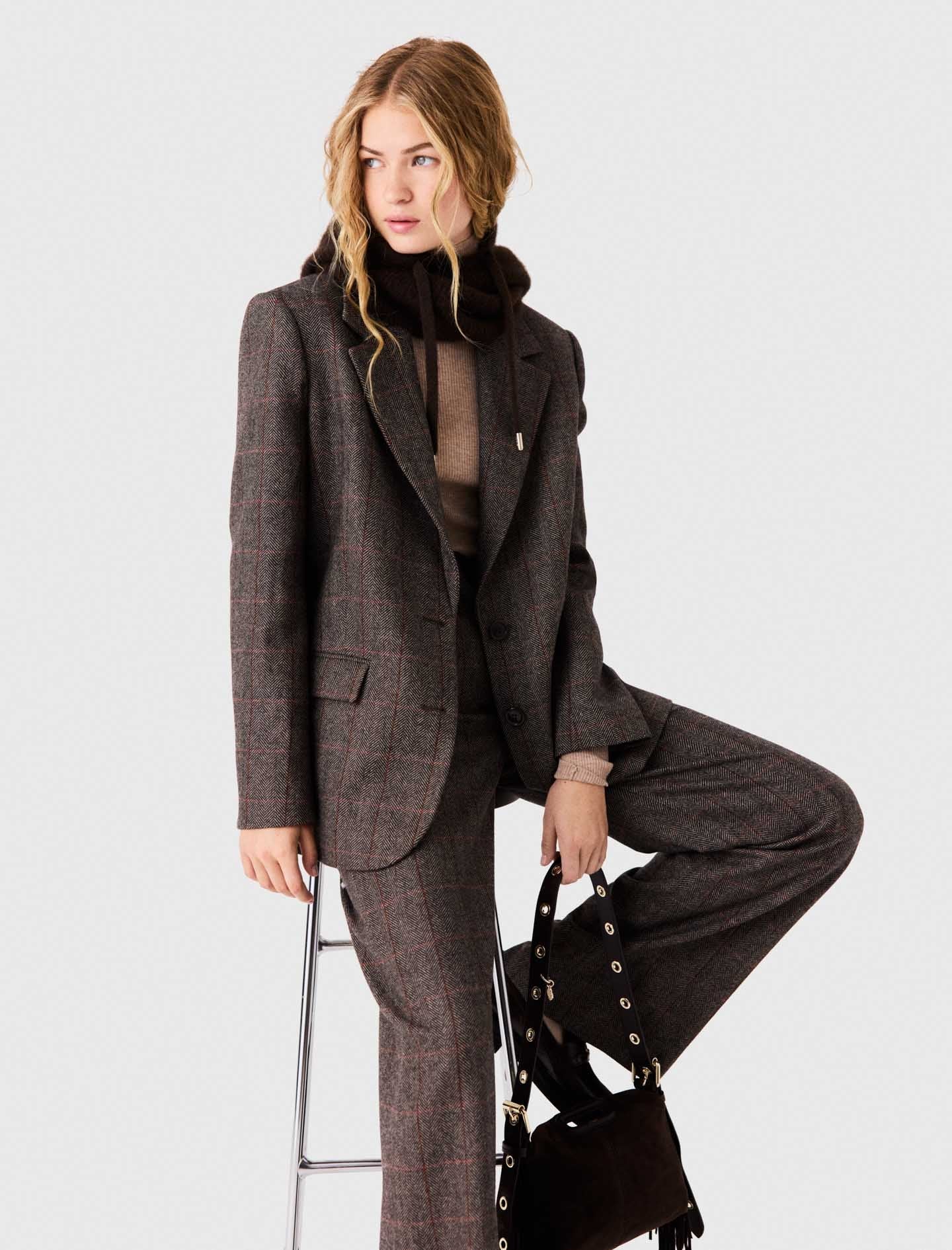 Belted Suit Jacket Brown