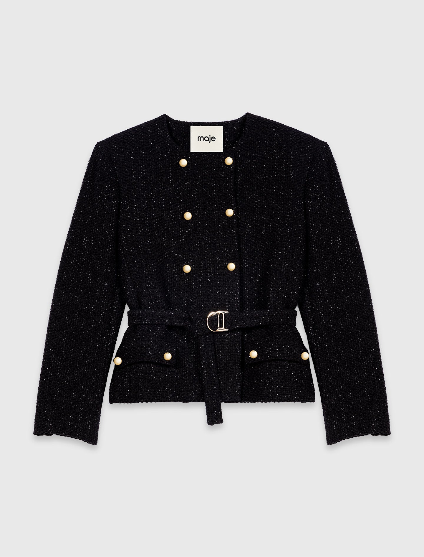 Mid-length double-breasted jacket Black