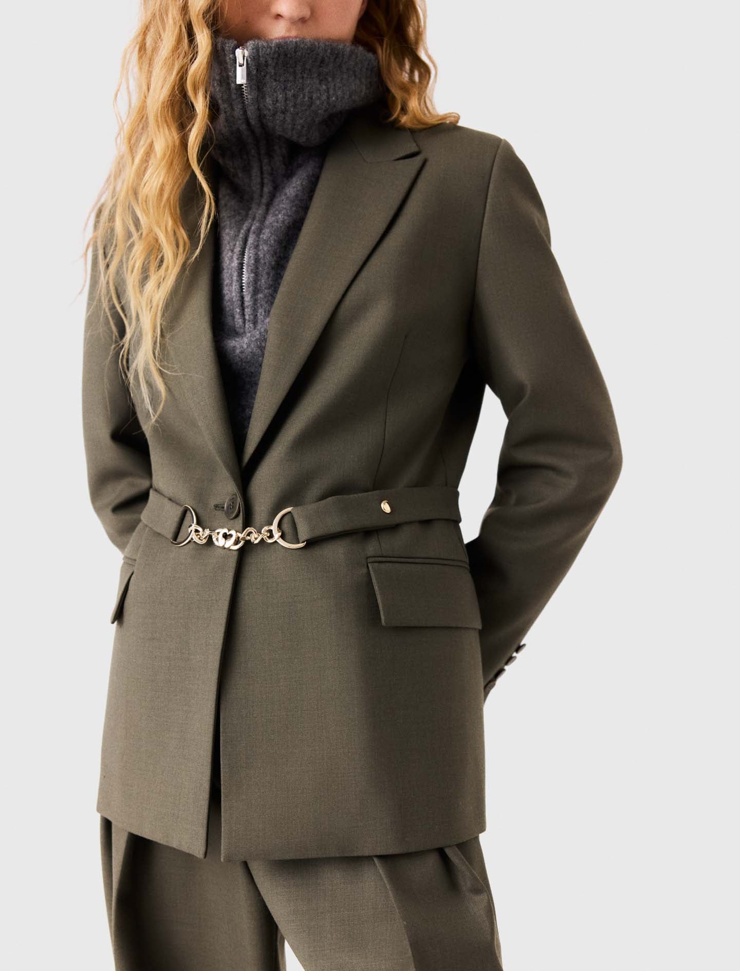 Single-breasted suit jacket Khaki