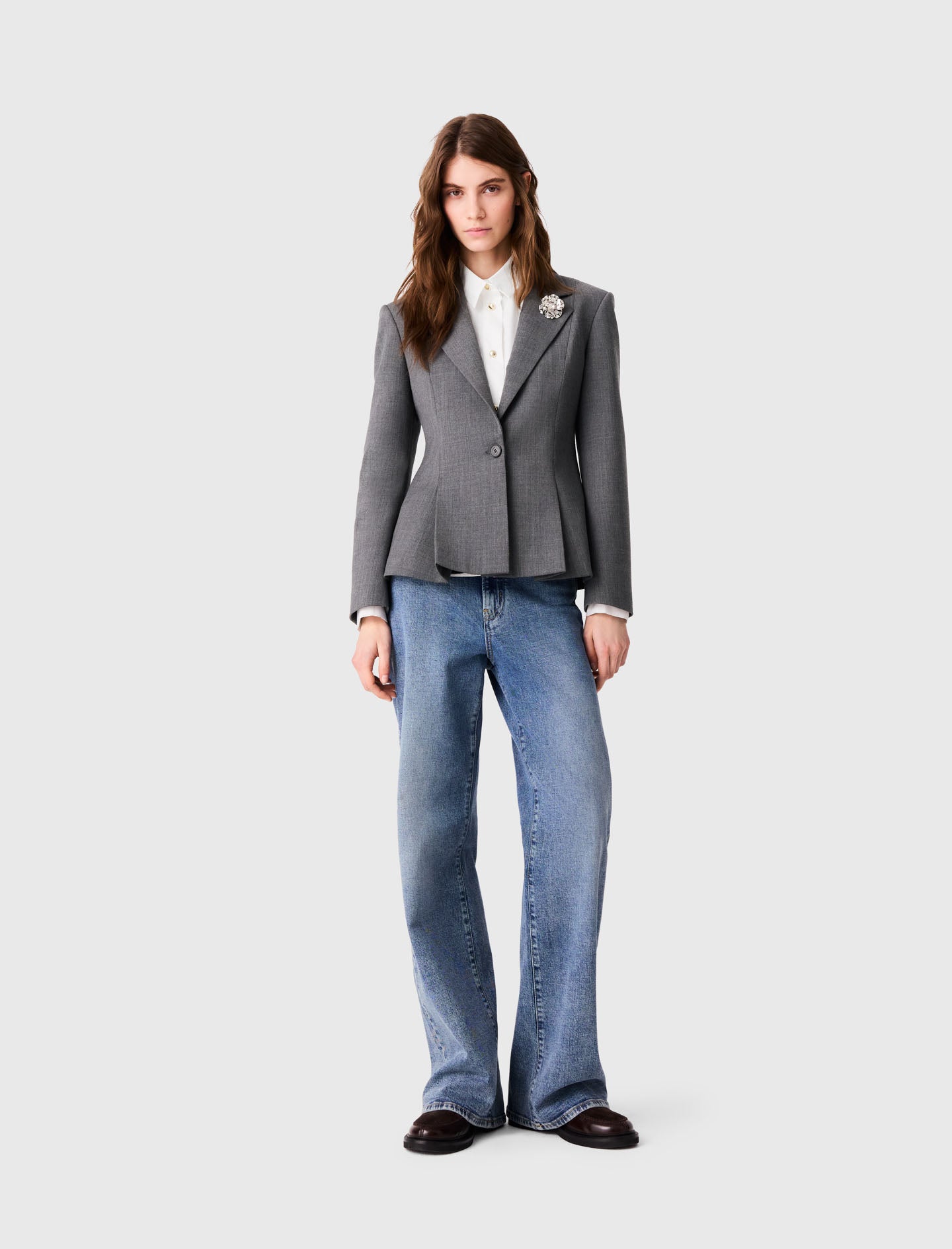 Short Bar-style suit jacket Grey
