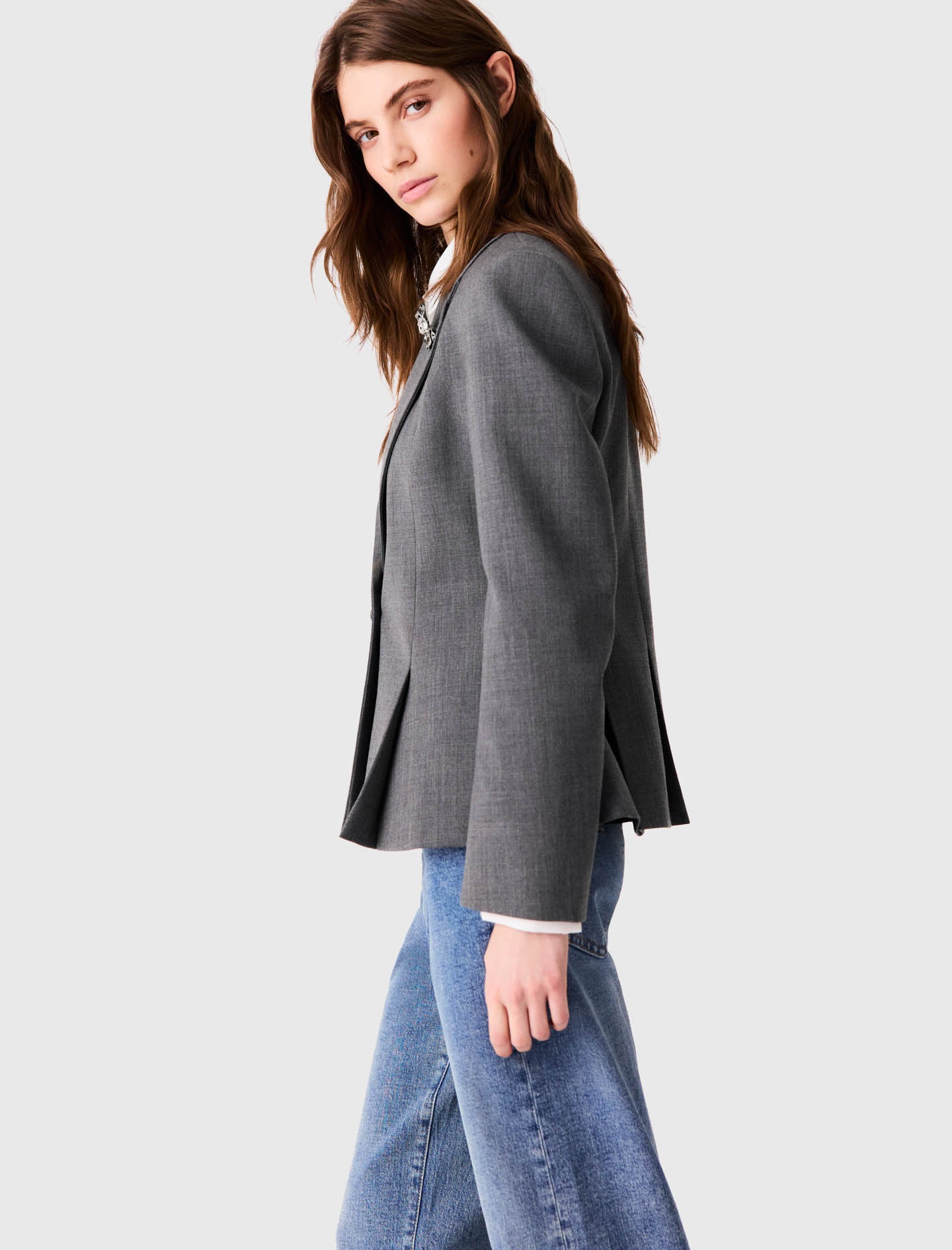 Short Bar-style suit jacket Grey