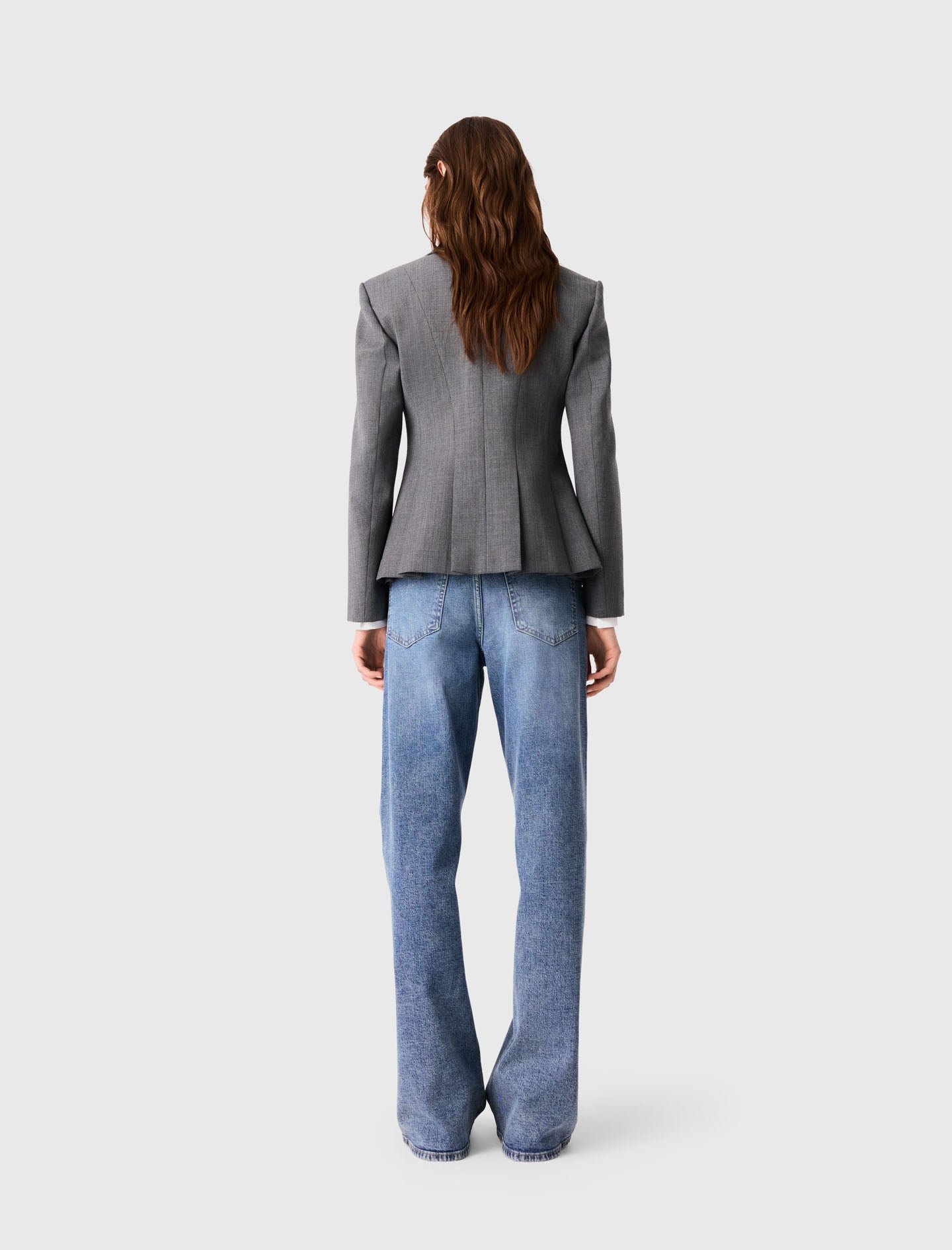 Short Bar-style suit jacket Grey