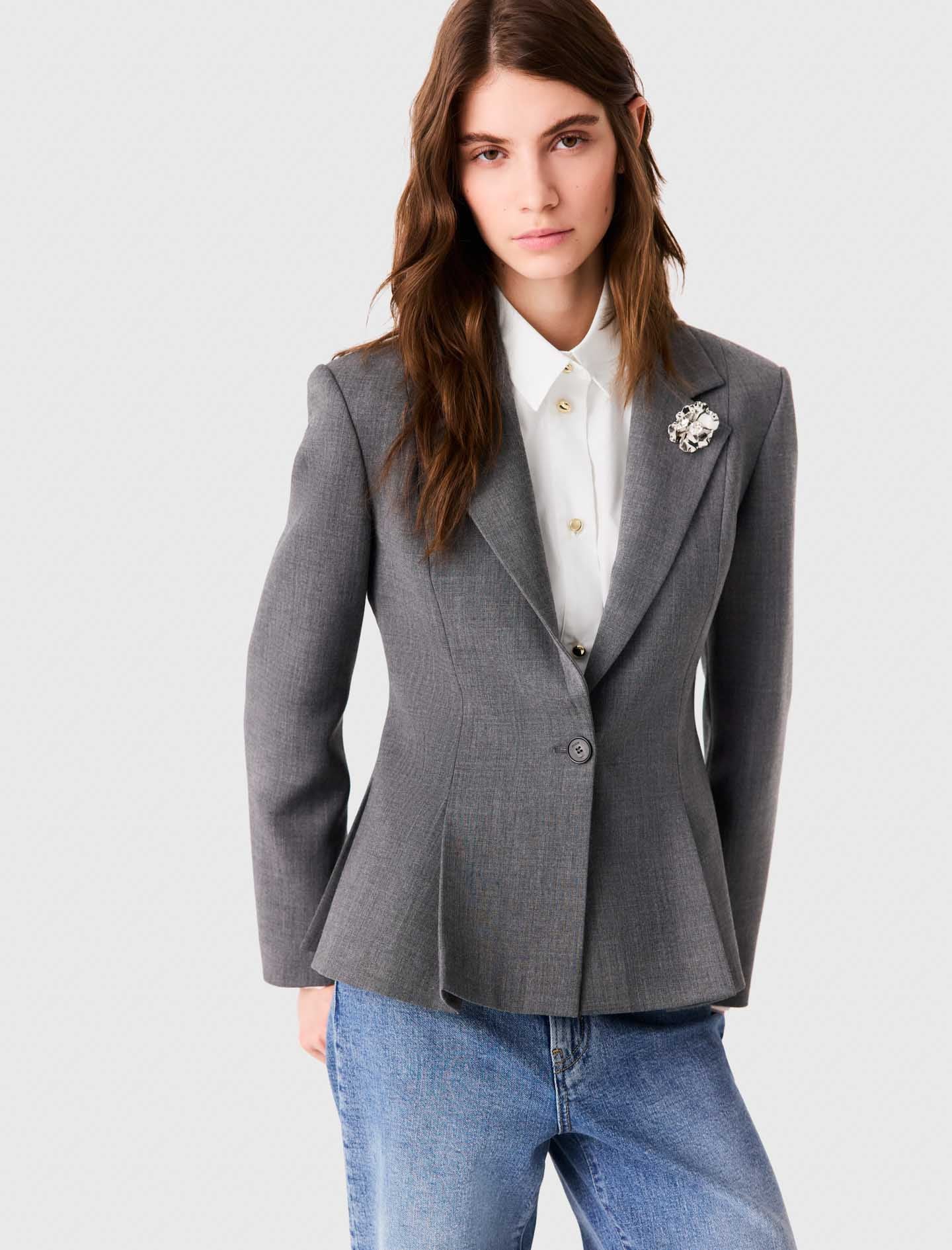 Short Bar-style suit jacket Grey