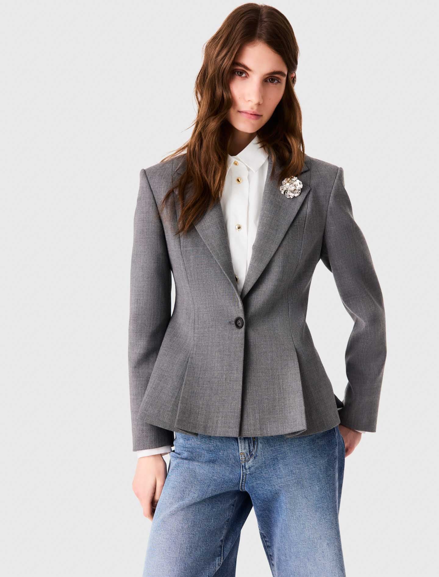 Short Bar-style suit jacket Grey