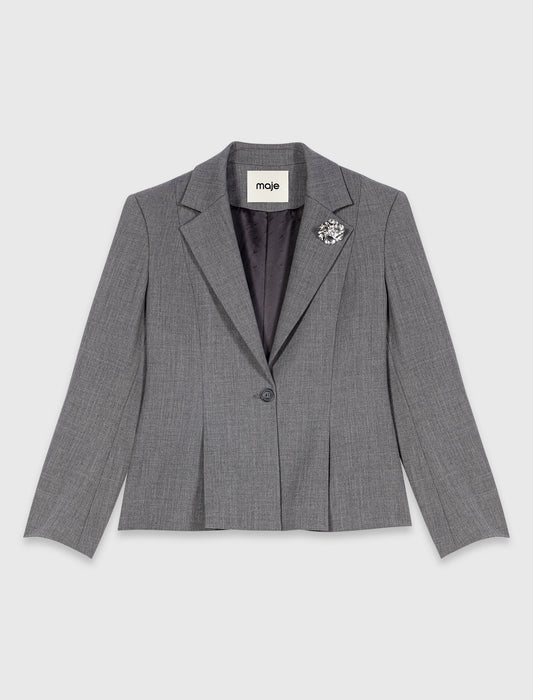 Short Bar-style suit jacket Grey