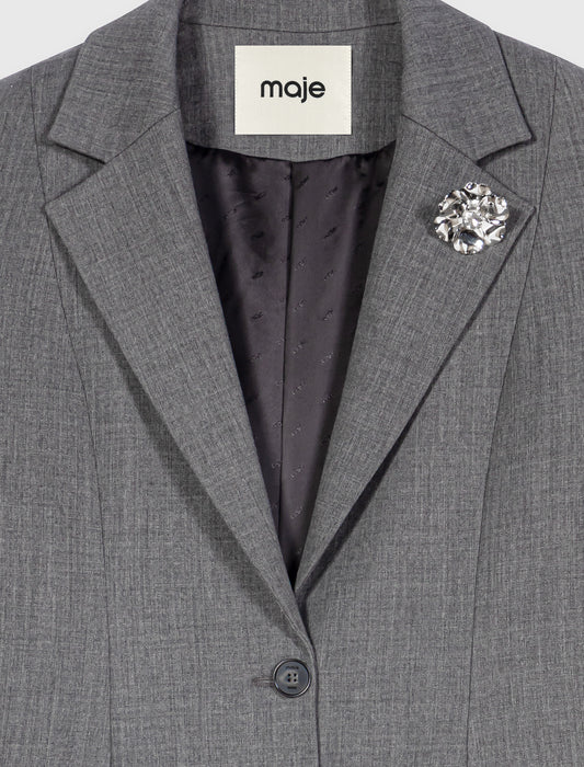 Short Bar-style suit jacket Grey