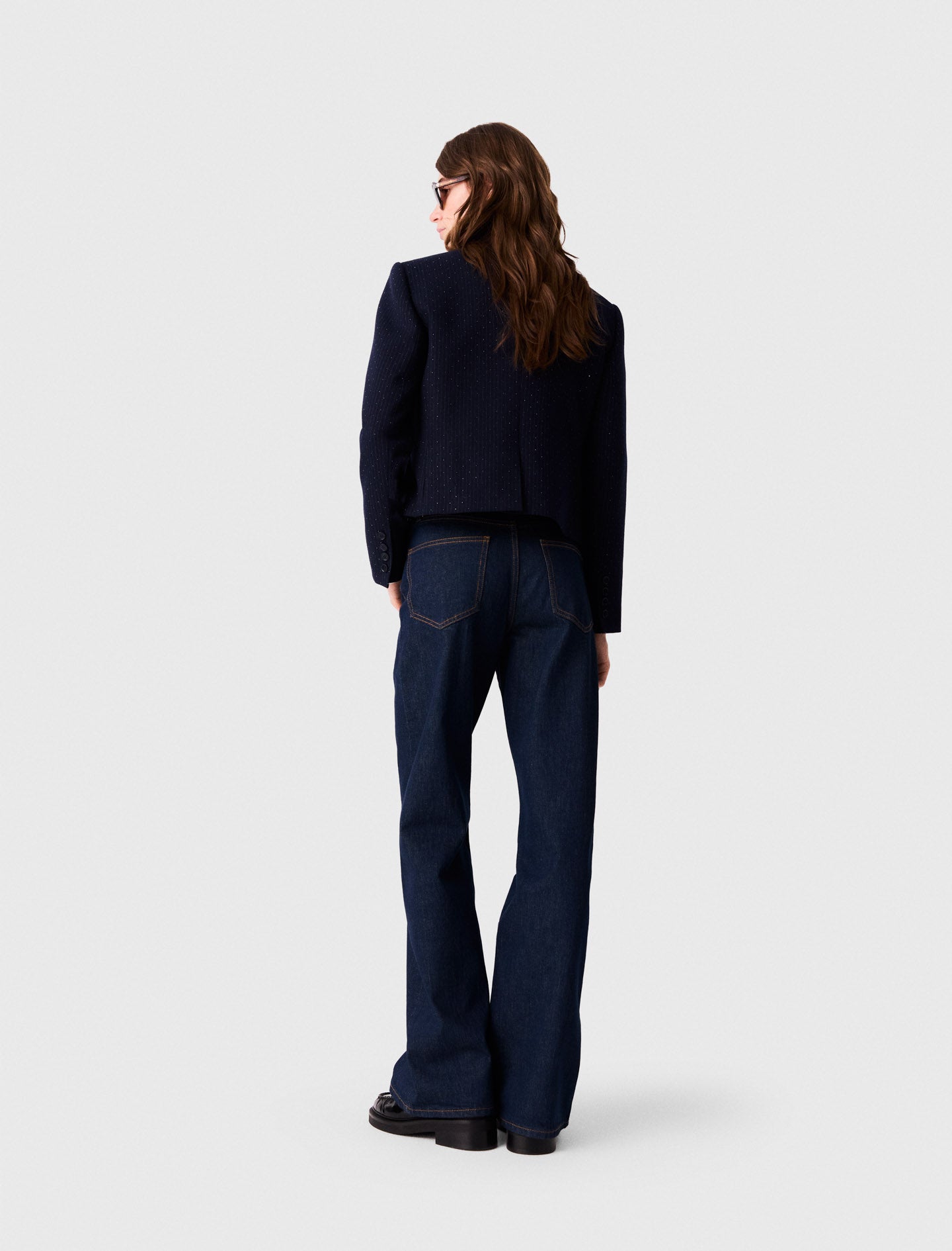 Cropped suit jacket Navy