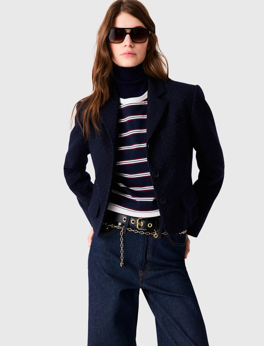 Cropped suit jacket Navy