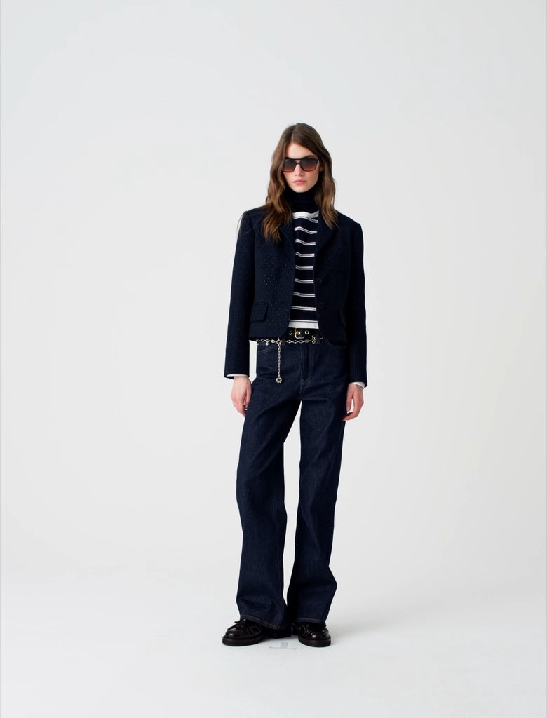 Cropped suit jacket Navy