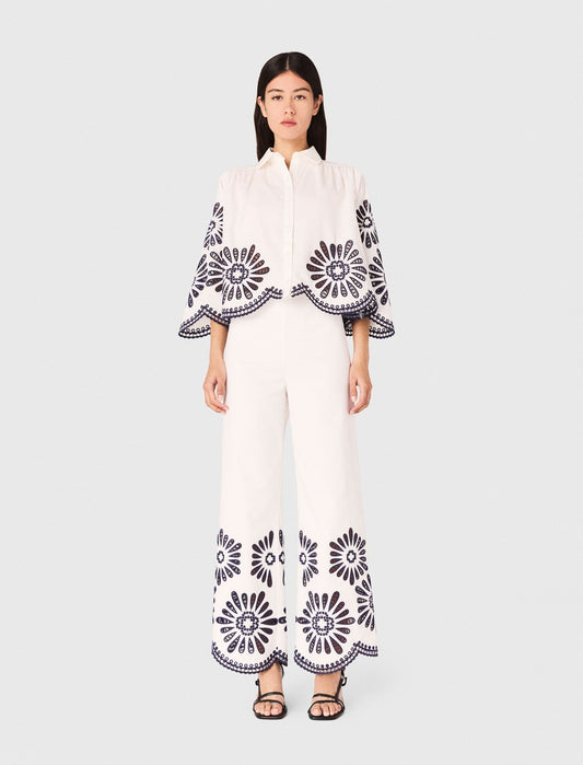 Trousers with crochet detail