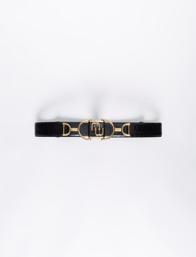 Black featured MAJE DOUBLE M LEATHER BELT