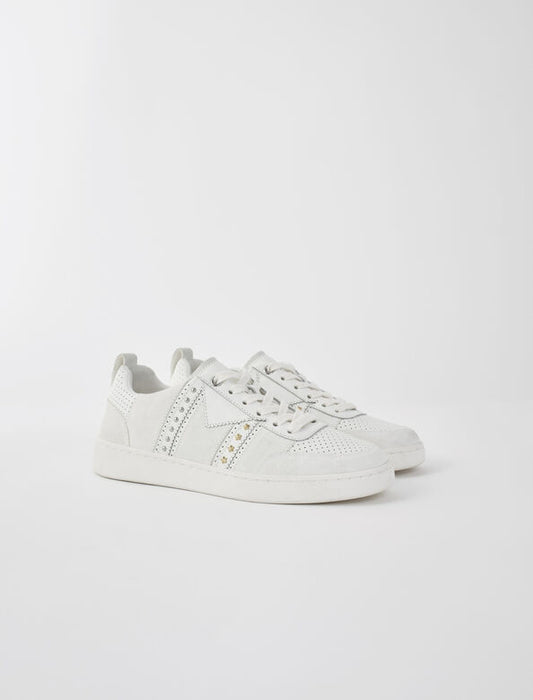 Studded white leather sneakers