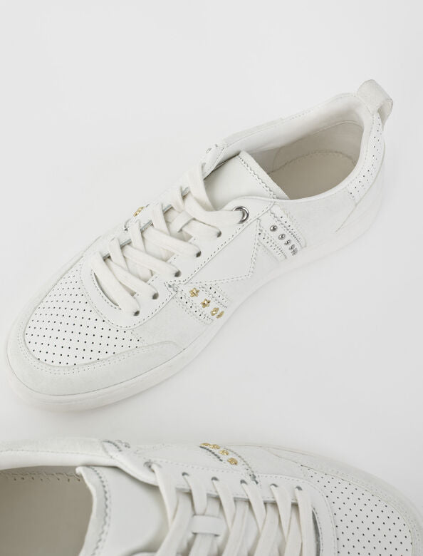 White STUDDED WHITE LEATHER SNEAKERS